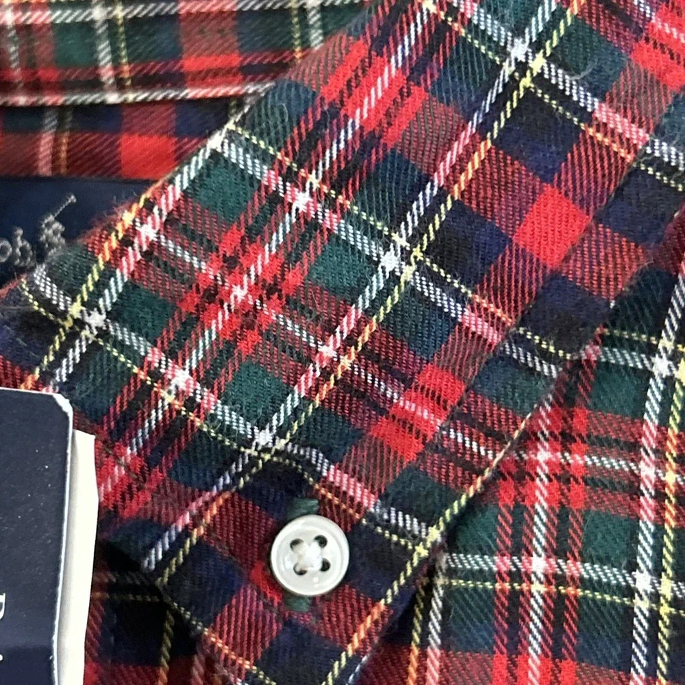 NWT Boys Ralph Lauren Tartan Plaid L/S Button Down Shirt Holiday Sz XL 20 New